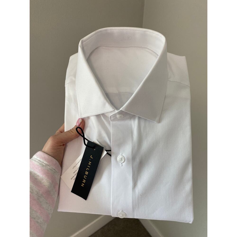 New J.Hilburn Men's Button Down Shirt, White Size Neck 16, EU size 43 (Large)